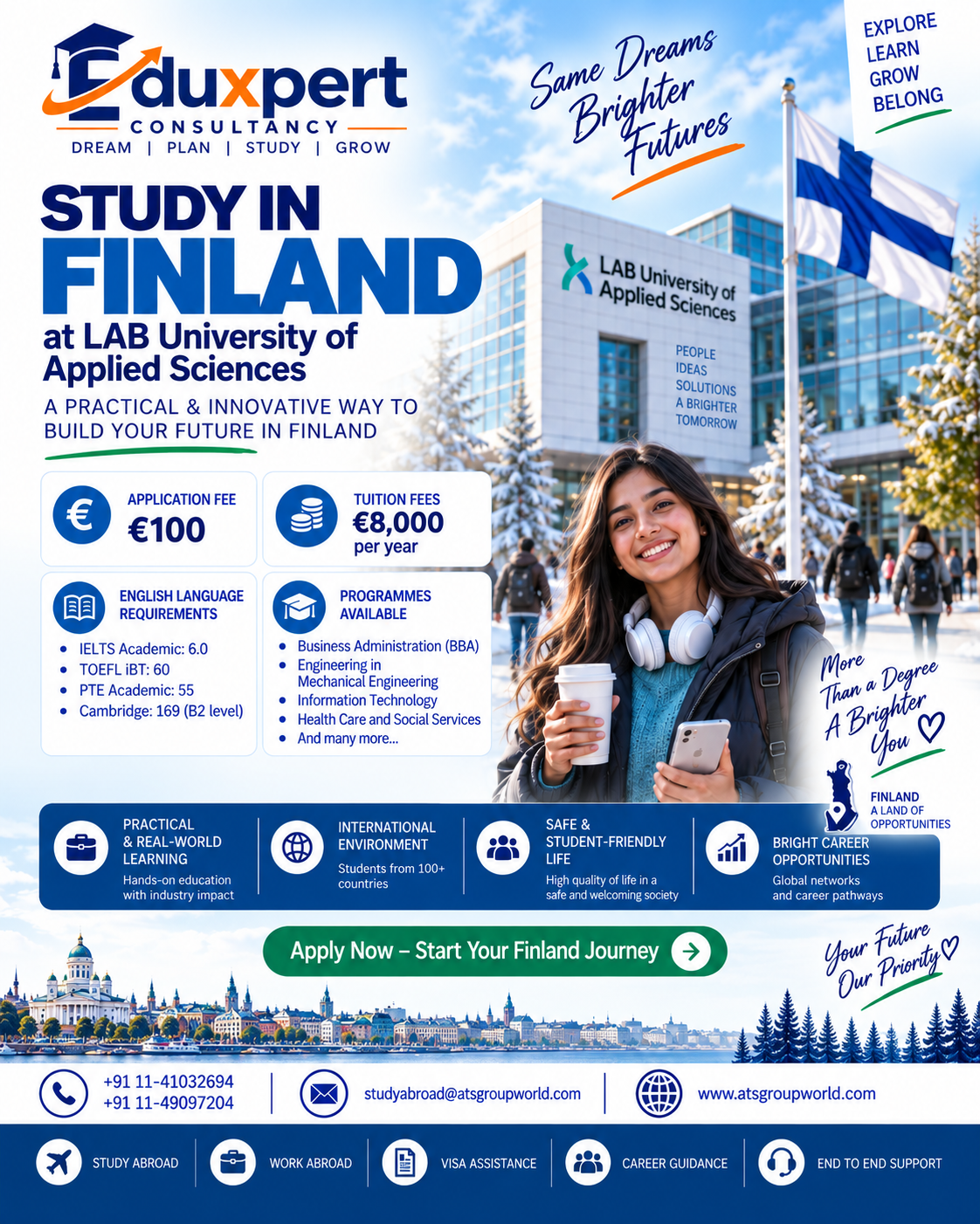 LAB University Bachelor's subject areas and English requirements