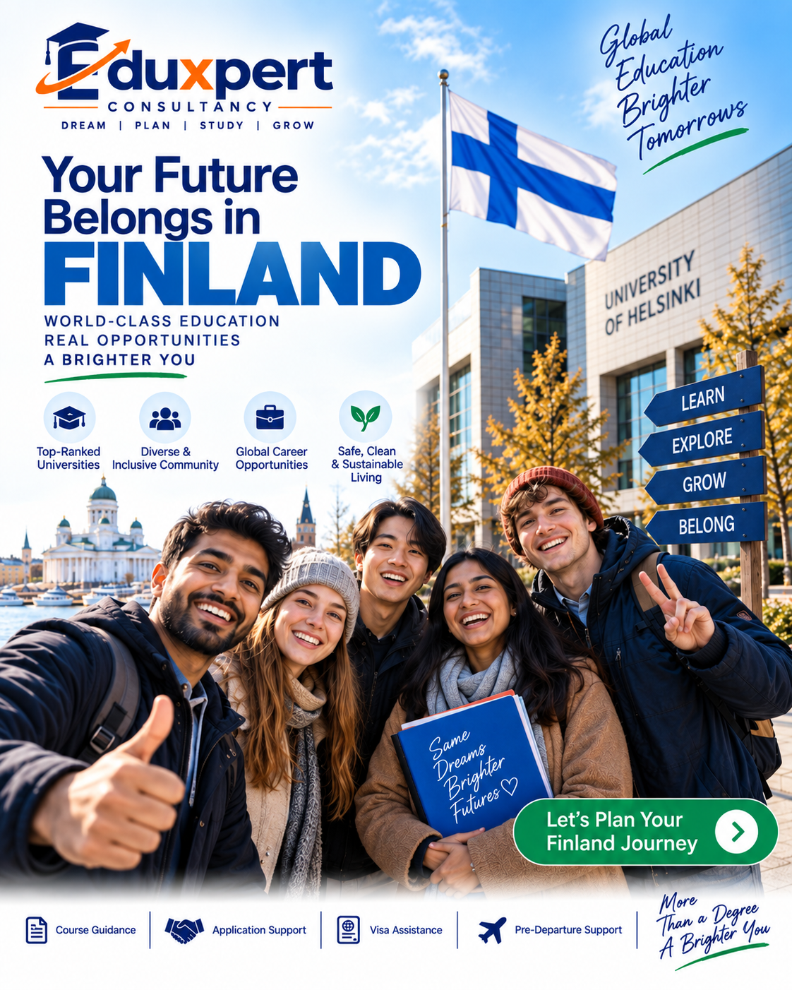 Happy international students in Finland